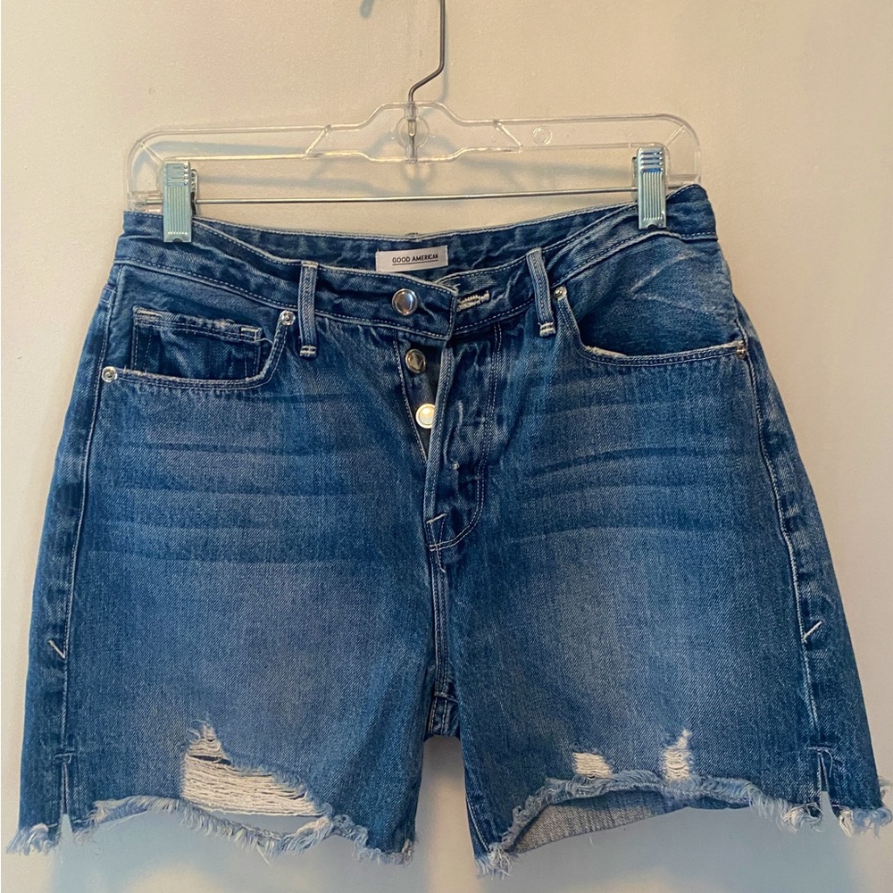 Good American denim shorts.